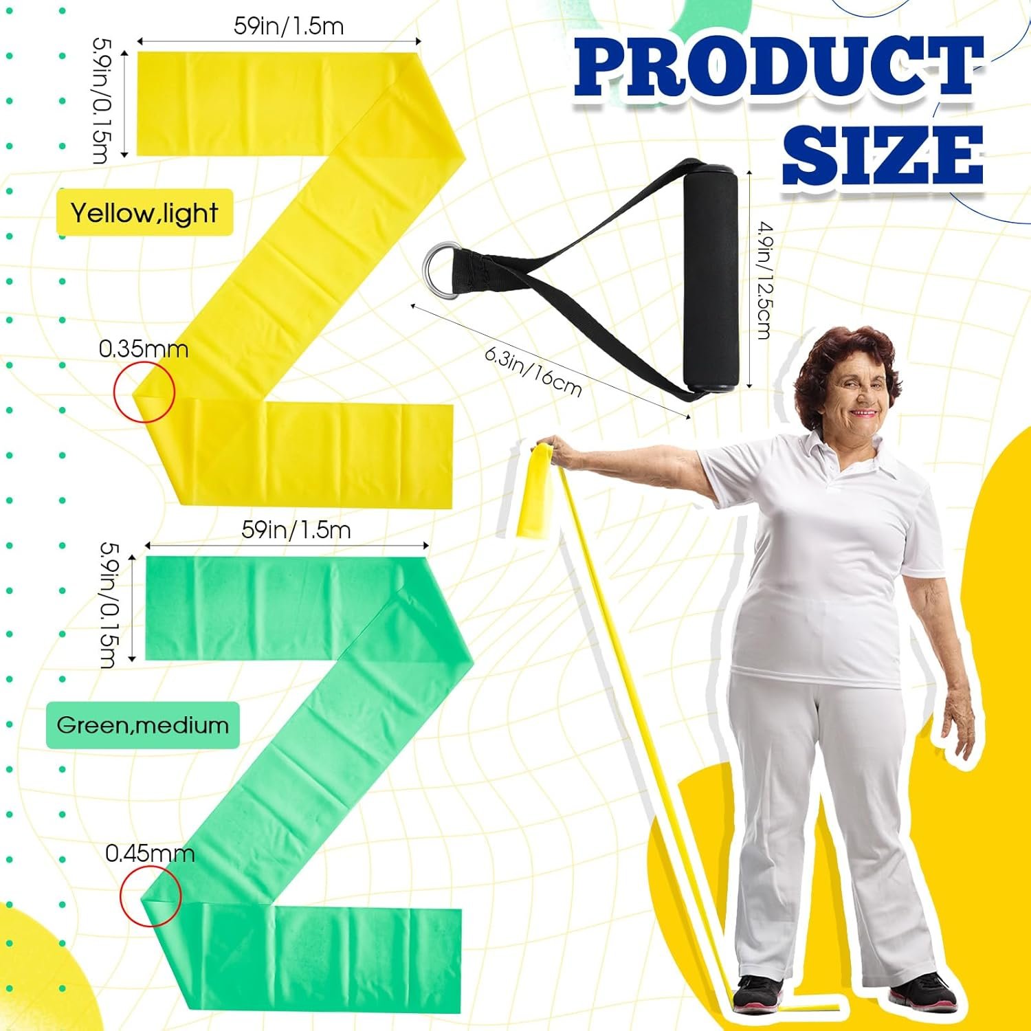 2 Pcs Resistance Band for Seniors with 2 Pcs Handles Exercise Band Specifically ...