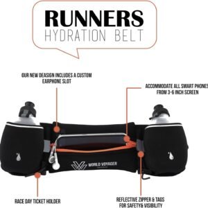 Premium Quality No Bounce Runners Hydration Belt With Reflectors, Smartphone Poc...