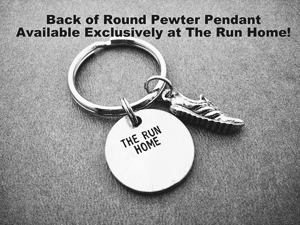 RUN 26.2 Marathon Pewter Pendant Key Chain - Pewter Running Shoe Charm and Round...