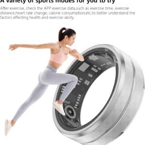 Fitness Tracker Smart Ring, Step Counter for Walking, Heart Rate Blood Oxygen Ca...