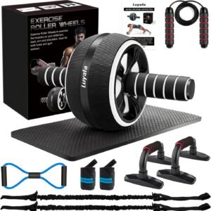 Ab Roller Wheel, 10-In-1 Ab Exercise Wheels Kit with Resistance Bands, Knee Mat,...