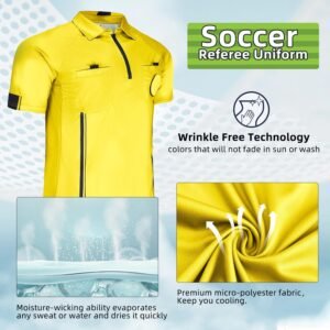 CUTIEHON Soccer Referee Jersey, Short Sleeve Official Pro Referee Shirt, Featuri...