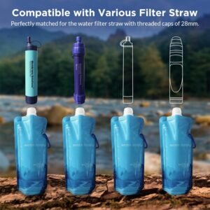 Membrane Solutions 23oz Collapsible Water Bottle for Water Filter Straw, Reusabl...