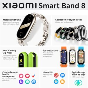 Xiaomi Mi Band 8 Smart Bracelet 1.62“ AMOLED Screen Heart Rate Blood Oxygen Blue...