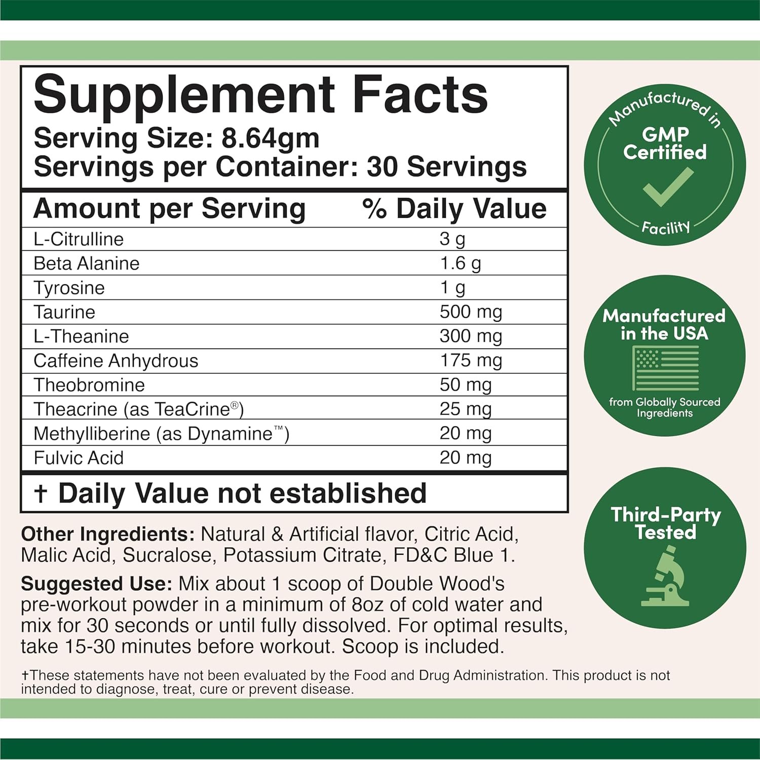 Pre Workout Powder for Men & Women (30 Servings of Caffeine, Beta Alanine, L-Cit...