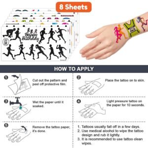 Running Run Temporary Tattoos Stickers Themed Marathon Cross Country Birthday Pa...