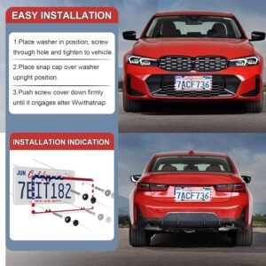 LivTee American Flag License Plate Frames, 4 Holes Stainless Steel License Plate...