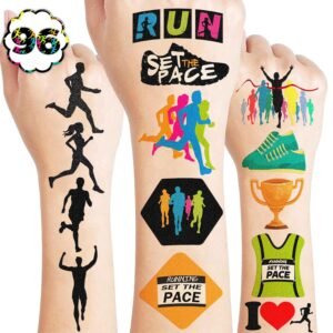 Running Run Temporary Tattoos Stickers Themed Marathon Cross Country Birthday Pa...