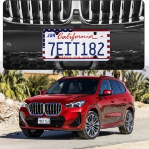 LivTee American Flag License Plate Frames, 4 Holes Stainless Steel License Plate...