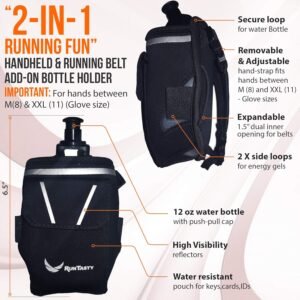 “2-in-1 Running Fun” - Handheld 12 Oz. Water Bottle & Running Belt Add-on - Stra...