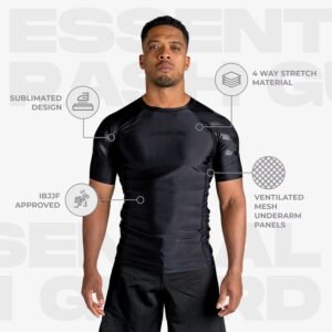 Sanabul Essentials Short Sleeve Compression Training Rash Guard for MMA BJJ Wres...