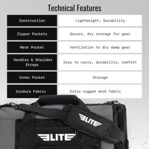 Elite Sports Boxing Gym Duffle Bag for MMA, BJJ, Jiu Jitsu gear,Duffel Athletic ...