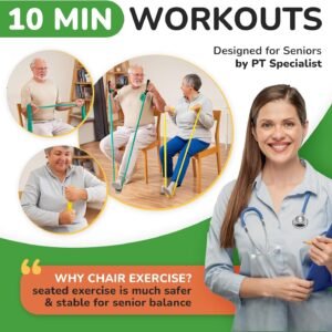 Chair Exercises for Seniors - Two Resistance Bands, Handles, and Printed Exercis...