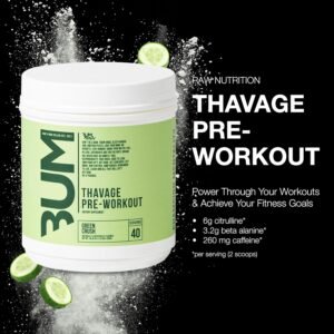 RAW Preworkout Powder, Thavage (Green Crush) - Chris Bumstead Sports Nutrition S...