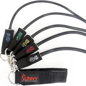 Sunny Health & Fitness Premium Resistance Band Set with Door Anchors, Wrist Stra...