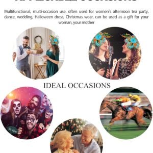 Mutilcolor Fascinators for Women Tea Party Headwear Green and Orange and Sky Blu...