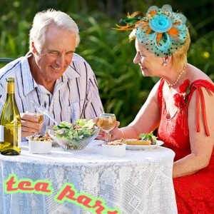 Mutilcolor Fascinators for Women Tea Party Headwear Green and Orange and Sky Blu...