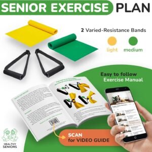 Chair Exercises for Seniors - Two Resistance Bands, Handles, and Printed Exercis...