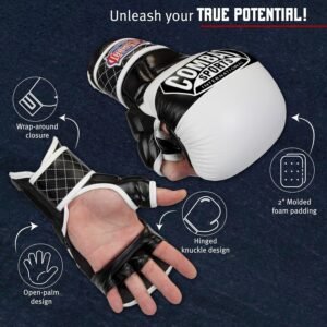 Combat Sports Max Strike MMA Training Gloves, Open Palm Boxing Gloves for MMA, M...