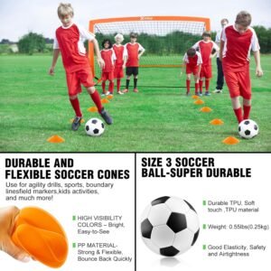 Kids Soccer Goals for Backyard Set of 2, 6x4 ft Portable Pop Up Soccer Goal Trai...