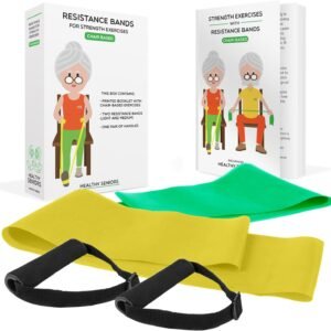 Chair Exercises for Seniors - Two Resistance Bands, Handles, and Printed Exercis...