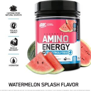 Optimum Nutrition Amino Energy + Electrolytes Powder - Pre Workout, BCAAs, Amino...