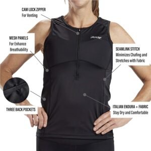 Zoot Women's Core Tri Tank, Performance Triathlon Race Tank Top, UPF 50+ Fabric,...