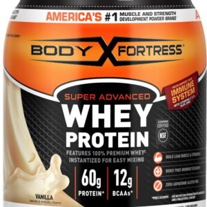 Body Fortress Super Advanced Whey Protein Powder, Vanilla, 60g Protein & 12g BCA...