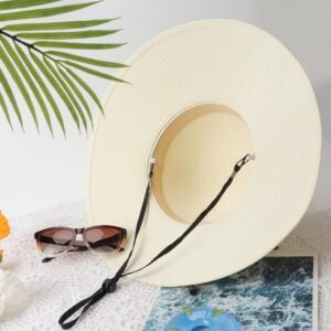 DRESHOW Beach Hats for Women Big Straw Wide Brim Summer Hat Floppy Foldable Roll...