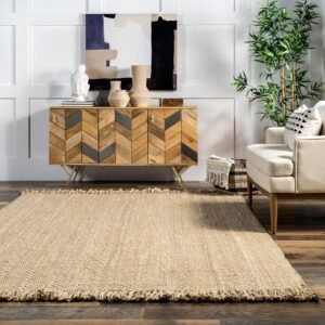 nuLOOM Don Chevron Jute Tasseled Runner Rug, 2' 6" x 8', Natural