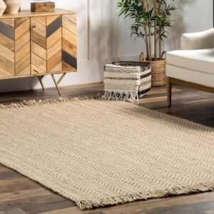 nuLOOM Don Chevron Jute Tasseled Runner Rug, 2' 6" x 8', Natural