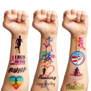 Running Run Temporary Tattoos Stickers Themed Marathon Cross Country Birthday Pa...