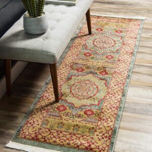 Unique Loom Palace Collection Area Rug - Saray (2' 7" x 10' Runner, Light Blue/ ...