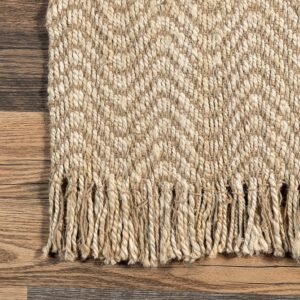 nuLOOM Don Chevron Jute Tasseled Runner Rug, 2' 6" x 8', Natural