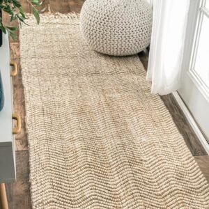 nuLOOM Don Chevron Jute Tasseled Runner Rug, 2' 6" x 8', Natural