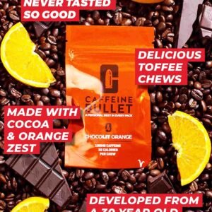 Caffeine Bullet 40 Chocolate Caffeine Chews. Each 85mg Caffeine - Chocolate Oran...