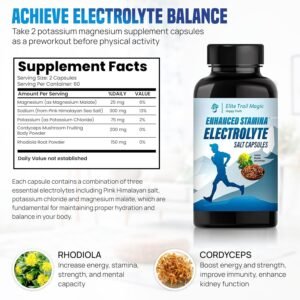 2 Pack Enhanced Stamina and Endurance Electrolytes Salt Capsules with Adaptogens...