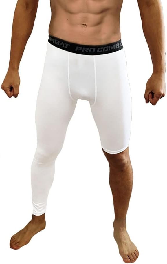 One Leg Compression Tights Long Pants Basketball Sports Base Layer Underwear Act...