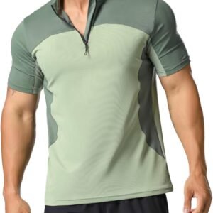 Elastic Workout Gym Muscle Shirts Athletic Lightweight Zipper Cycling T-shirts f...