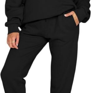 Aleumdr Women 2 Piece Outfits Sweatsuit Oversized Half Zip Pullover Long Sleeve ...