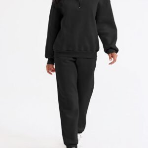 Aleumdr Women 2 Piece Outfits Sweatsuit Oversized Half Zip Pullover Long Sleeve ...