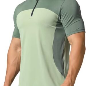 Elastic Workout Gym Muscle Shirts Athletic Lightweight Zipper Cycling T-shirts f...