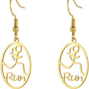 Fashion Runner Dangle Earring Marathon Runner Gifts for Women Stainless Steel Sp...
