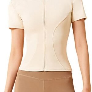 COWOKA Women's Workout Jacket Slim Fitness Casual Short Sleeve Sports coat Yoga ...