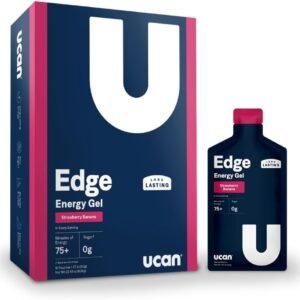 UCAN Edge Energy Gel Shots, Strawberry Banana (12, 2 Ounce Packets) for Running,...