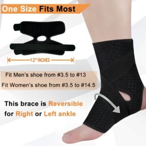 Vinaco 1 Pair Adjustable Compression Ankle Brace for Sprained Ankle, Strong Supp...