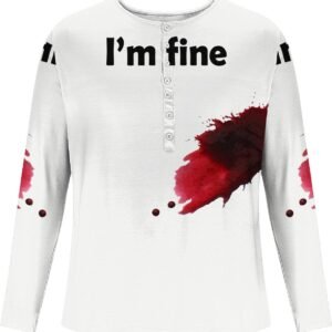 Halloween Shirt I'm Fine Quick Dry Stretchy Loose Fit Plus Size Horror Movie Cos...