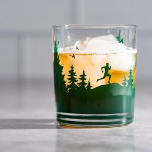 Gone For a Run Running Lowball Glass | Happy Hour Male Runner Silhouette Rocks G...
