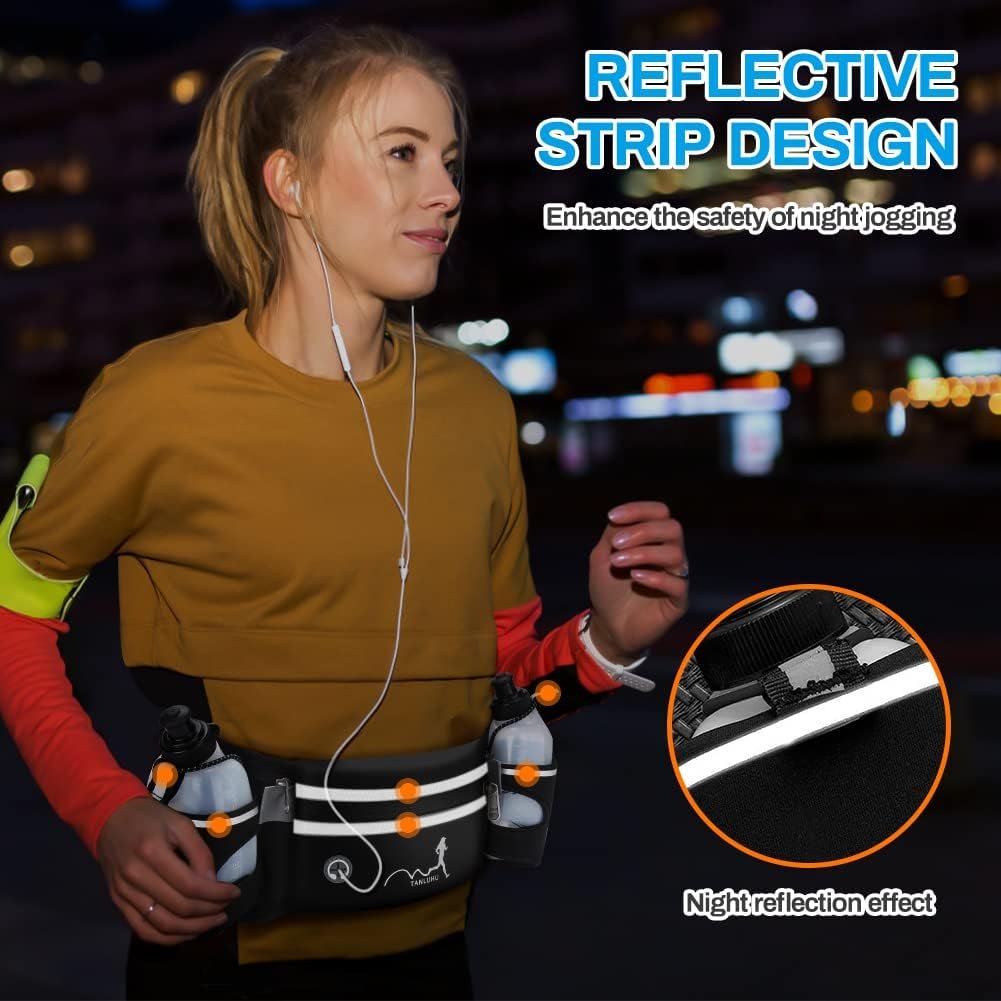 Hydration Running Belt with Water Bottles(2 x 300ML), Luckit Upgraded Nylon Webb...