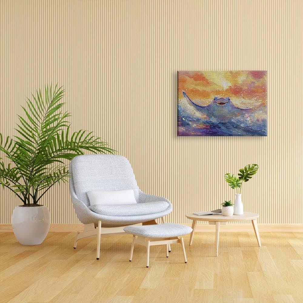 Elivita Stingray Running On The Water Design 1 Wall Decor Canvas Art Print Home ...